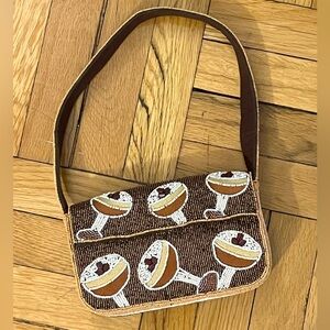 Anthro Maeve Fiona Beaded Bag (Espresso Martini)